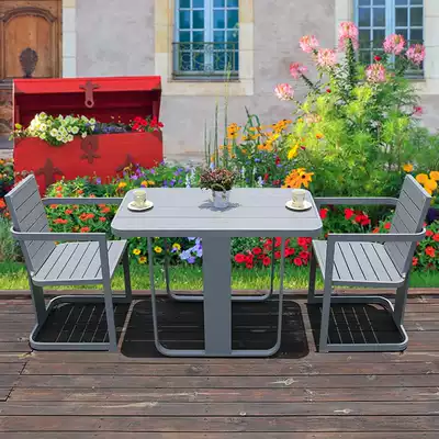 WPC outdoor tables and chairs Creative balcony tables and chairs Garden courtyard storage chairs Simple indoor and outdoor leisure tables and chairs combination