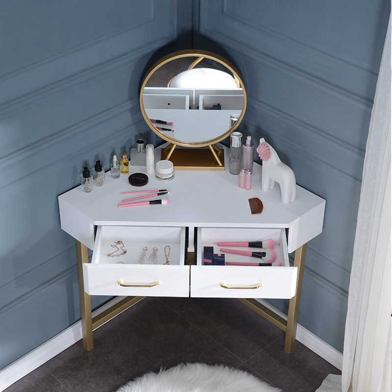 Modern white corner dressing table small apartment bedroom simple paint dressing table desk dressing table integrated
