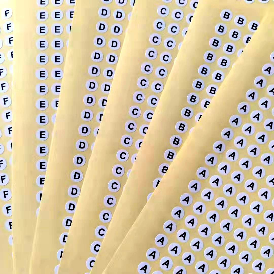 small number white bottom black character letter label sticker self-adhesive adhesive letter sticker digital sticker color size customizable