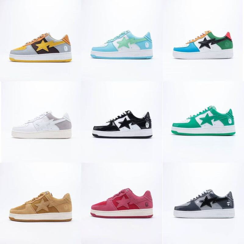 Bape Sta Super Patent Leather Morandi Macaron Sk8 Trendy Panda Low-Top Sports Casual Sneakers