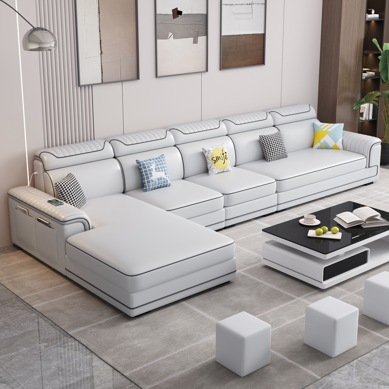 Nordic New Fabric Sofa Set Furniture for Various Sizes of Living Rooms, Cat Scratch-Resistant Faux Leather Sofa, Modern and Simple