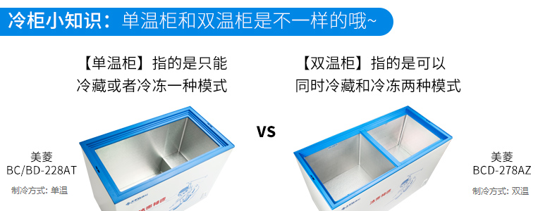 Meiling tủ đông ngang hộ gia đình thương mại nhiệt độ duy nhất 300 lít công suất lớn làm lạnh tủ lạnh tiết kiệm năng lượng tủ đông chính thức - Tủ đông tủ đông 1 ngăn