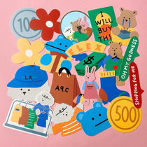 Korean cartoon hipster girl cute creative material stickers cute bear hand account notebook diary photo album DIY special stickers mobile phone Hand Account stickers decoration small pattern ins Wind