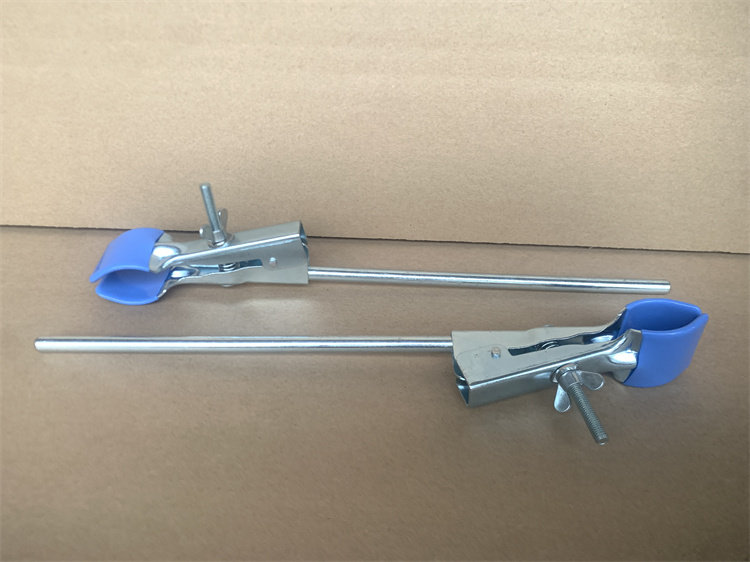 长度26cm 开口7cm 铁制冷凝管夹 烧瓶夹 双爪式 冷凝管夹  蓝色套