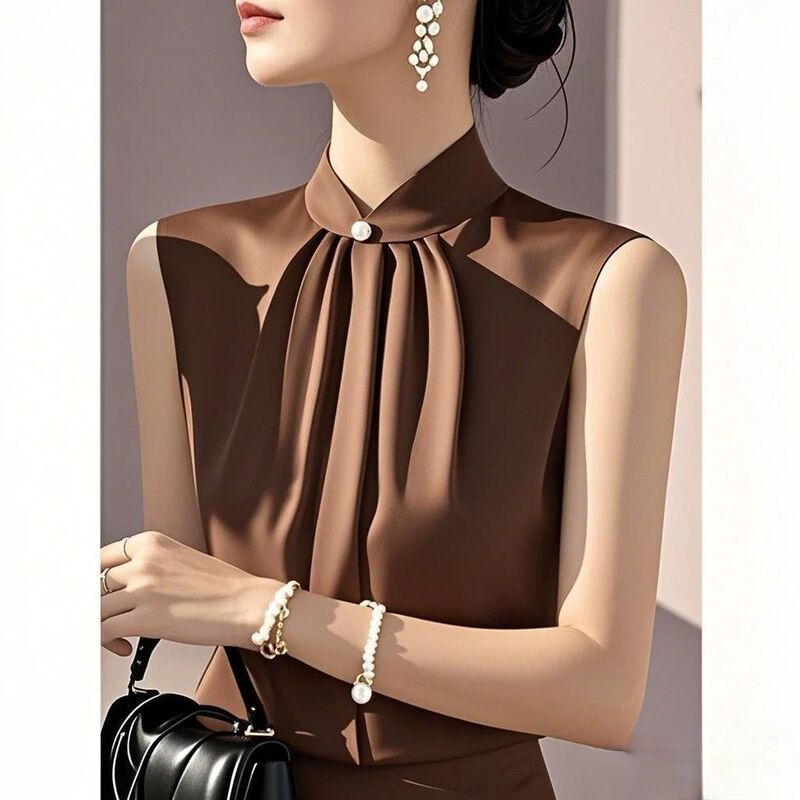 Elegant Professional Wear Versatile Stylish Vest Base Layer Elegant Shirt 2026 Summer Shirt French Sleeveless Top