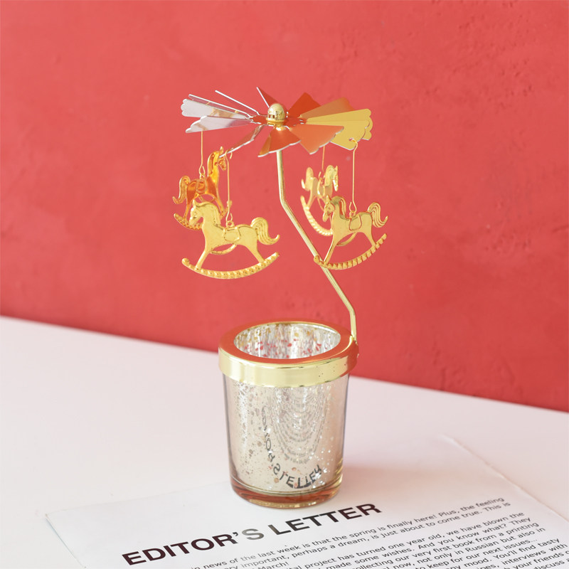 ins Nordic golden revolving candlestick walk kerosene lamp romantic candlelight dinner wrought iron candlestick ornament birthday gift