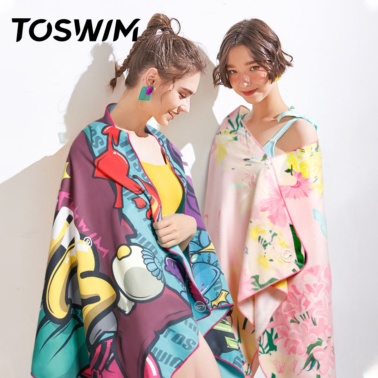 TOSWIM speed dry bath towel cloak swimming speed dry towel absorbent towel sunscreen towel portable