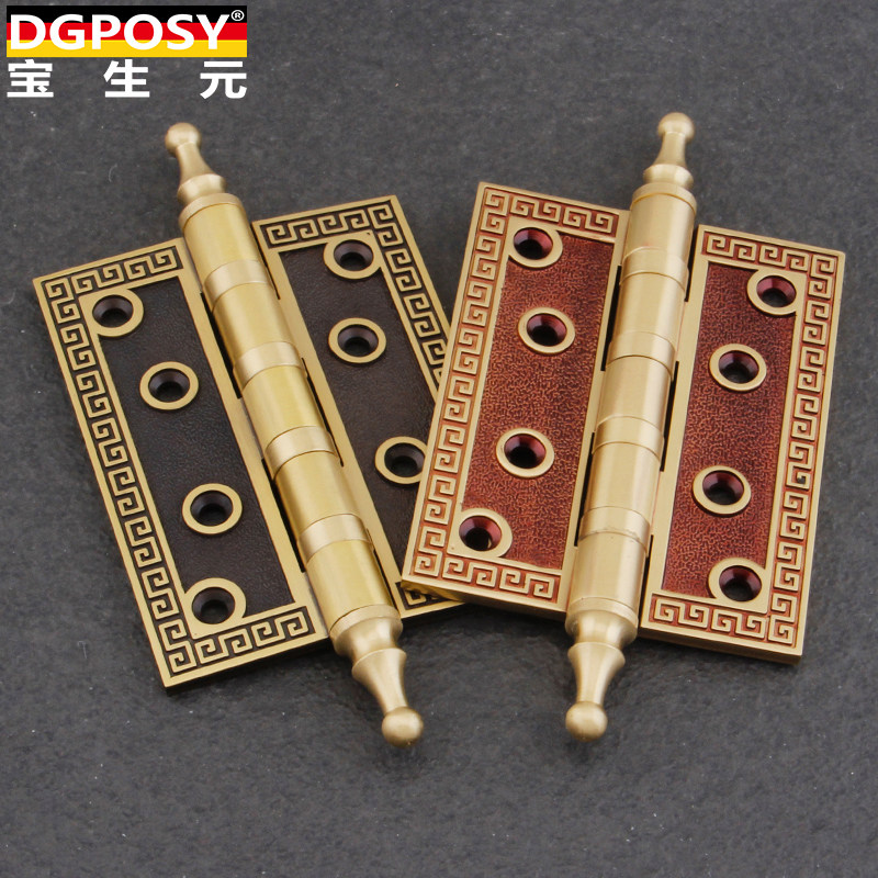 Baosheng Yuan full bronze imitation ancient hinge Chinese pure copper thickened house door indoor solid wood door hinge 4-inch 1 sheet