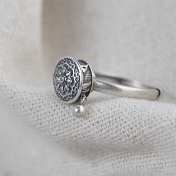 Delinju jewelry rotating ring women's s925 silver opening adjustment six-character silver ring