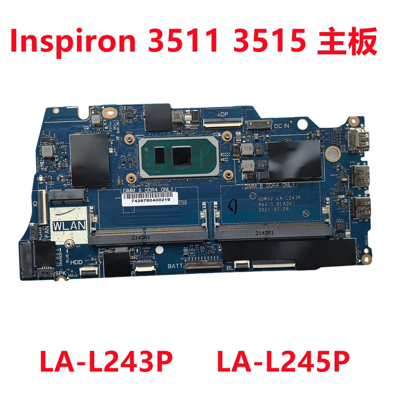 Dell Inspiron 3511 3515 Motherboard La-L245P La-L241P L243P L242P Dell Inspiron 3511 3515 Motherboard La-L245P La-L241P L243P L242P
