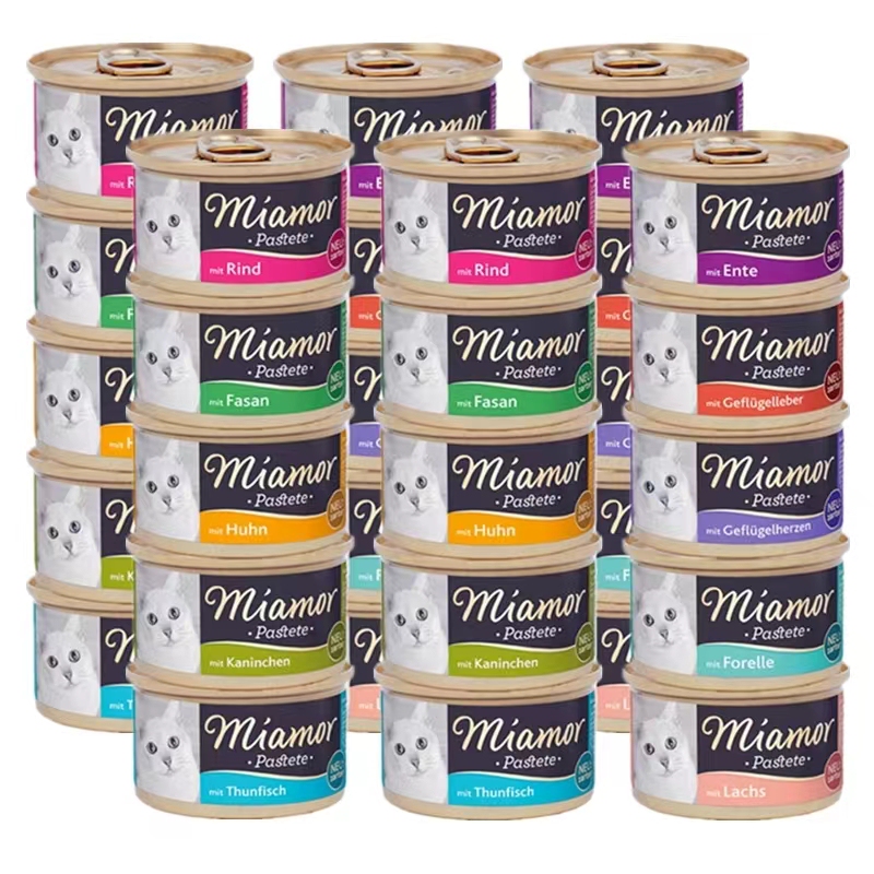 German Miamor Miami Imported Canned Cat Food, Main Meal for Kittens and Adult Cats, Small White Can, Meat Paste Can, 85g, in Stock