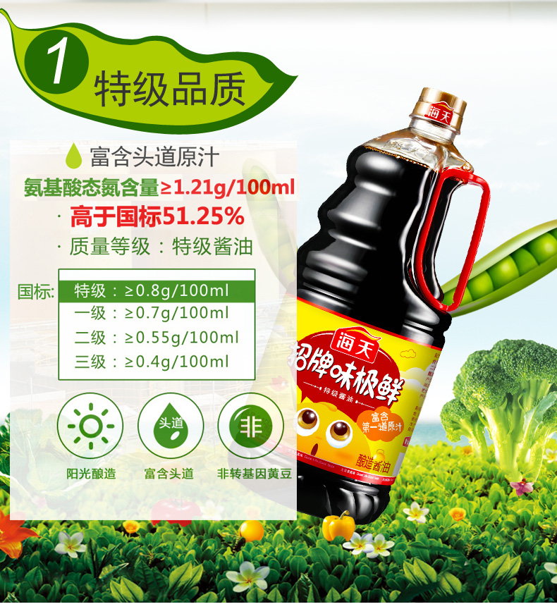 海天 招牌味极鲜酱油 2.25kg*2 赠米醋*2 图2