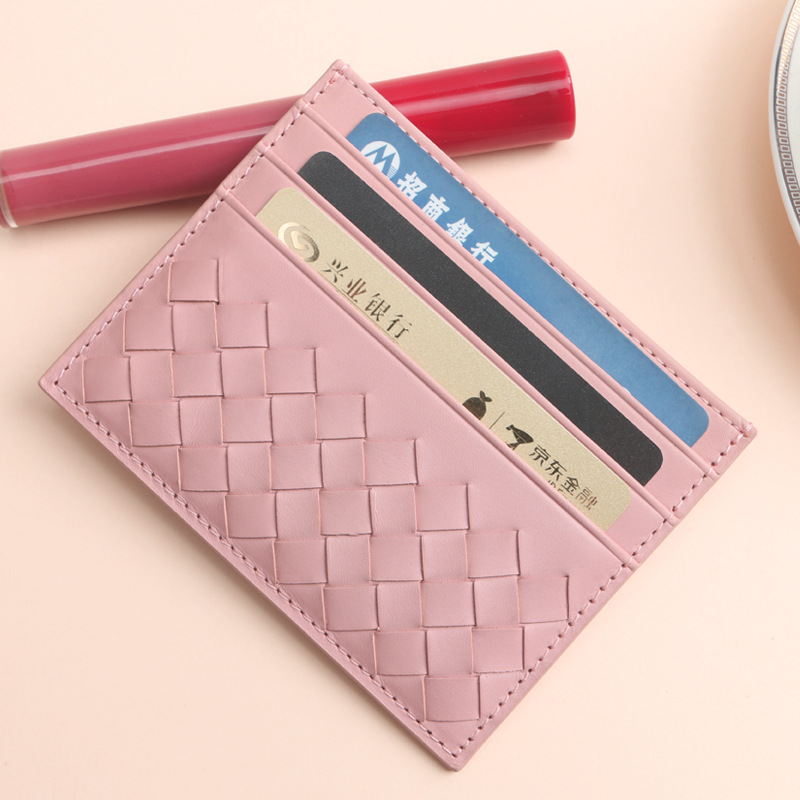 Woven card holder women's 2022 new ultra-thin and compact multi-card anti-theft brush degaussing simple leather card holder