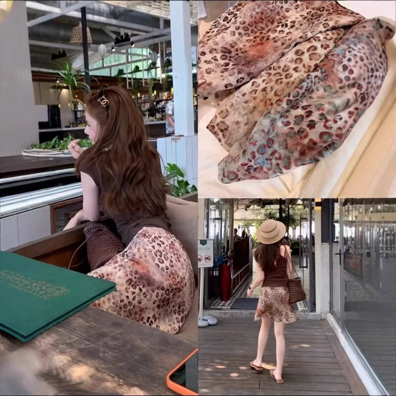 Momoplus's Store Leopard Aesthetics* Original Edition!! a Statement-Making, Slimming Leopard Print Skirt That Stands Out