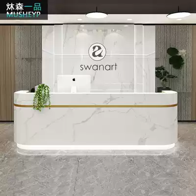 Simple modern cashier counter clothing store curved bar beauty salon front desk company small counter reception desk Nordic