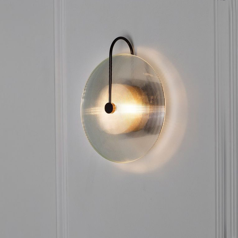 Creative post-modern LED circular glass wall lamp designer Restaurant sample room bedroom bedside wall lamp
