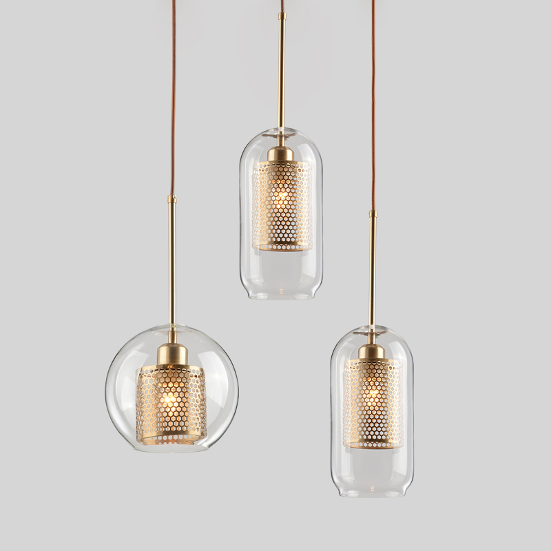 Nordic Dining Room Chandeliers Industrial Retro Creative Personality Designer Bar Cafeterie Bedroom Bedside Glass Chandeliers