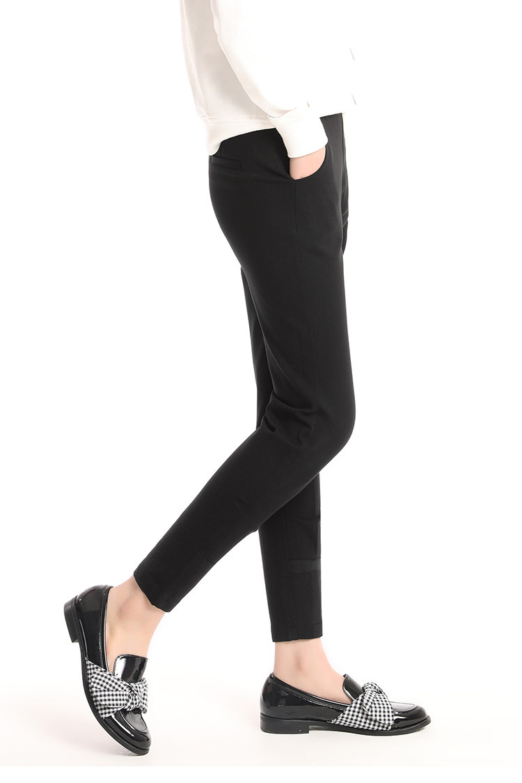 逸阳弹力黑色修身通勤休闲裤西裤2018秋新款