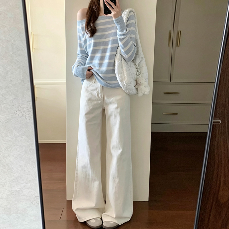 Very Stylish White Jeans for Tall Women, Extra Long, Autumn, Slightly Flared, Wide-Leg, Super Trendy, Slimming, Loose Pants Very Stylish White Jeans for Tall Women, Extra Long, Autumn, Slightly Flared, Wide-Leg, Super Trendy, Slimming, Loose Pants