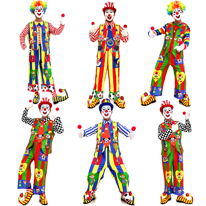 New Clown Costumes for Halloween, Masquerade Parties, Performance Outfits, and Adult Clown Clothes for Men and Women