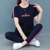 Летний спортивный хлопковый спортивный костюм, комплект, городской стиль, короткий рукав