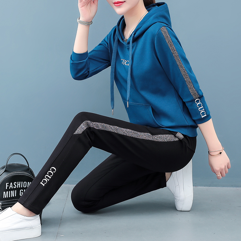 Casual Sportswear Suit Women's Spring Autumn Season 2022 New Fashion Tandem Hat Pure Cotton Lady Thick T-Shirt Summer Two Sets