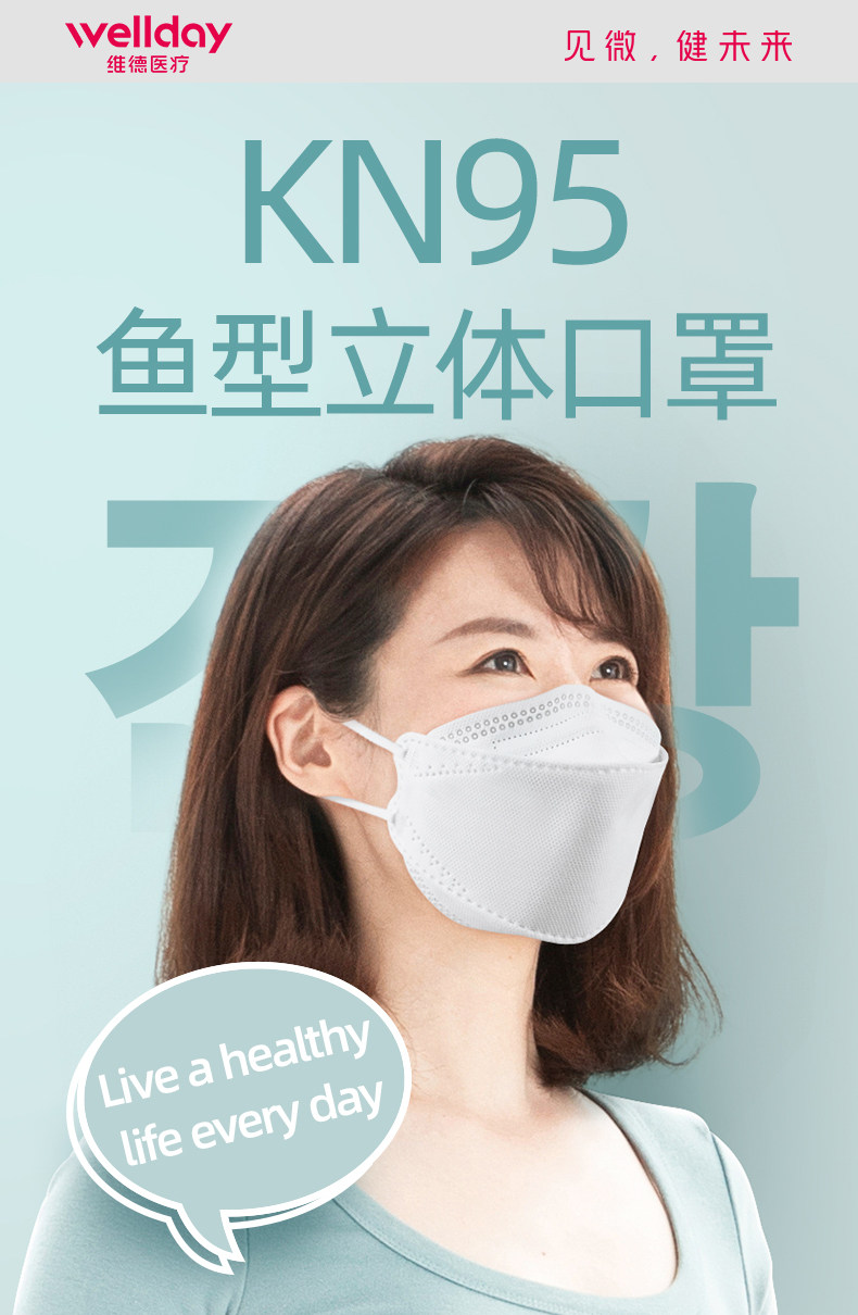 维德医疗 一次性立体鱼型KN95防护口罩 10只独立包装 双重优惠折后￥15.48包邮