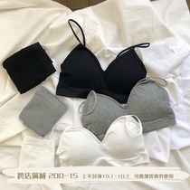 XiAOMiWU simple basic gather bra no steel ring thin cotton comfortable breathable sports underwear shockproof