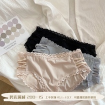 XIAOMiWU European and American sexy Ice Silk breathable seamless breifs lace edge cross with low waist ladies underwear
