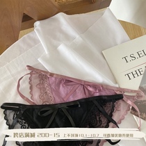 European and American sexy lace underwear cotton strap bow black hollow mesh low waist unscented triangle underwear women