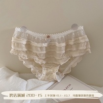 Pure cotton girl Japanese cute sweet underwear female wooden ear cotton fabric breathable lace breifs