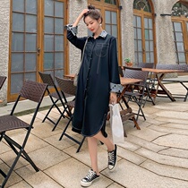 Maternity dresses autumn 2020 new fashion tide mom shirt dress Korean version loose pregnant fashion maternity dress long sleeve