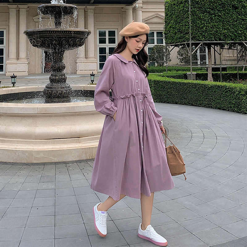 Pregnant Woman Foreign Dress Autumn Dress New Casual Shirt Skirt Korean version Chauma port Wind Belly Gestation Woman dress Long sleeves 2020