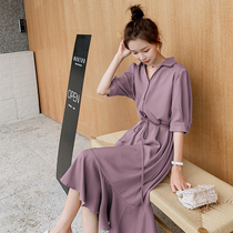 Maternity dress fishtail dress summer 2021 new fashion mother pregnant V-neck sleeve Korean version loose temperament dress