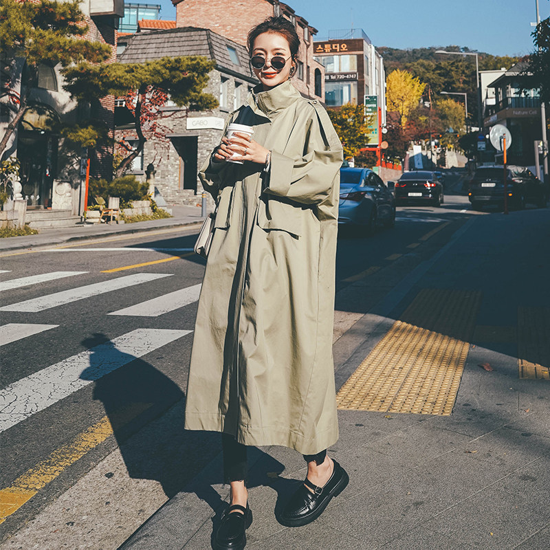 Pregnant woman Spring and autumn dress jacket Long version 2021 Korean version Tidal Surrogacy late Loose Wind Clothes Big Size pregnant woman Covered Belly