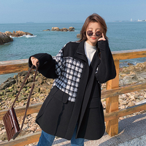 Gestational woman dress Mao jacket female small child 2020 new Chauma plaid splicing Baby Coat Long Sleeve Autumn winter