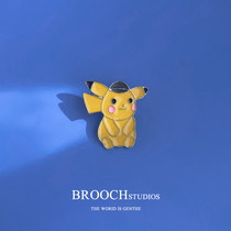 Detective Pikachu badge Korean version of ins personality tide cartoon brooch pin buckle couple bag accessories