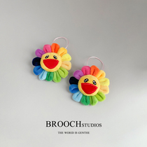 Sunflower brooch cute Japanese women's blog ornaments ins tide personality corsage accessories pendant plush pin