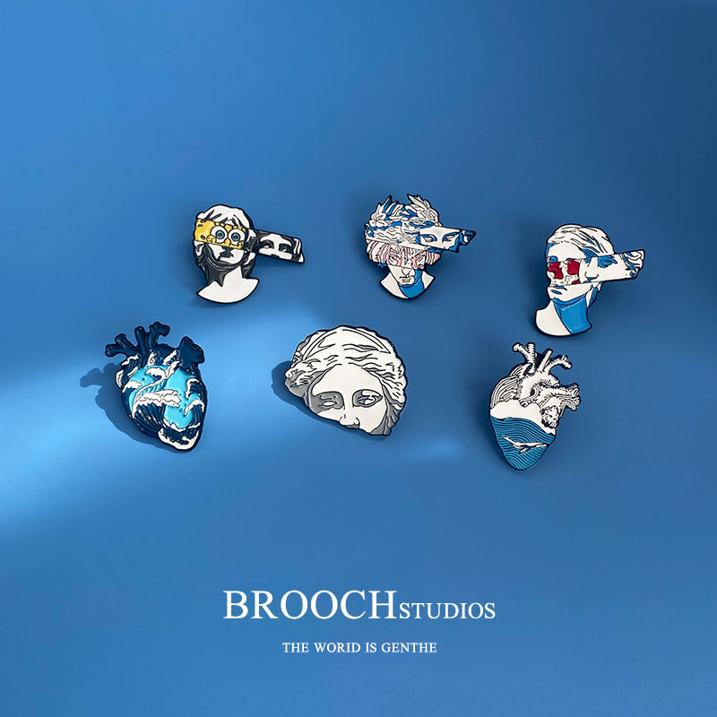 BROOCH art daily sculpture brooch Cartoon cute creative split couple badge men's and women's accessories jewelry