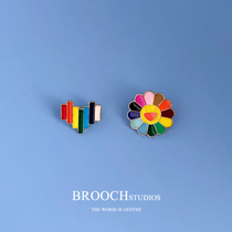Summer colorful sunflower love brooch men and women couple badge pin cute Japanese student girlfriends trinket