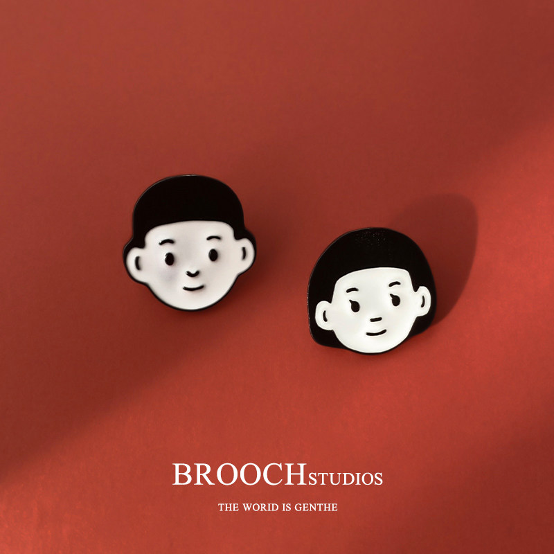 Boy Girl Brooch Cute Day Series Lovers Metal Badges Bag Accessories Clothing Pendant pins Don't pin anti-light buttons