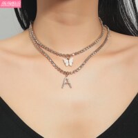 Hot-choker jewelry Rhinestone butterfly letter necklace set