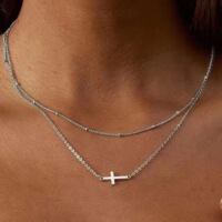 Cross Border Double Layer Cross NECKLACE WOMEN's Accessories