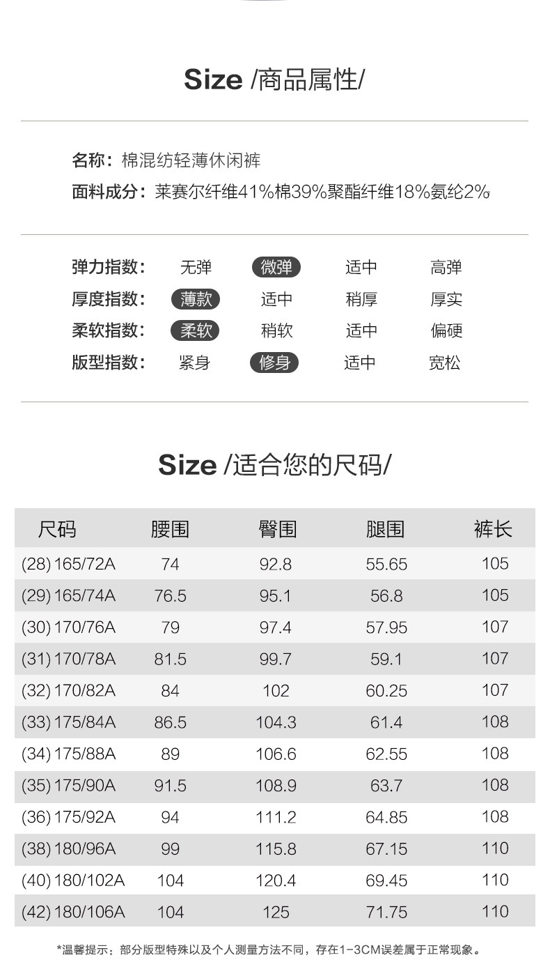红豆 男子春夏休闲裤 41%天丝纤维 YKK拉链 图6