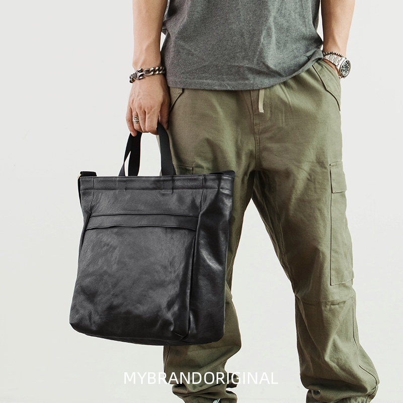 Mybrandoriginal Genuine Leather Tide Man Special Retro Black Handbag Men's Fashion Single Shoulder Diagonal Satchel D3017