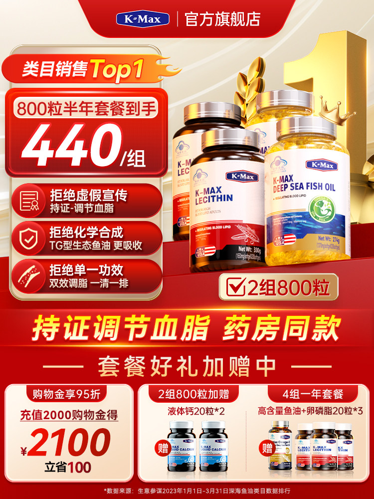 The United States Imports Deep-Sea Ecological Fish Oil Lecithin 1-Year Package to Regulate Blood Lipids in a Gift Box to Assist in Lowering Blood Lipids