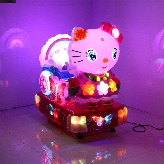 Crystal cat coin-operated shake car children's home supermarket door commercial electric baby swing machine with music lights