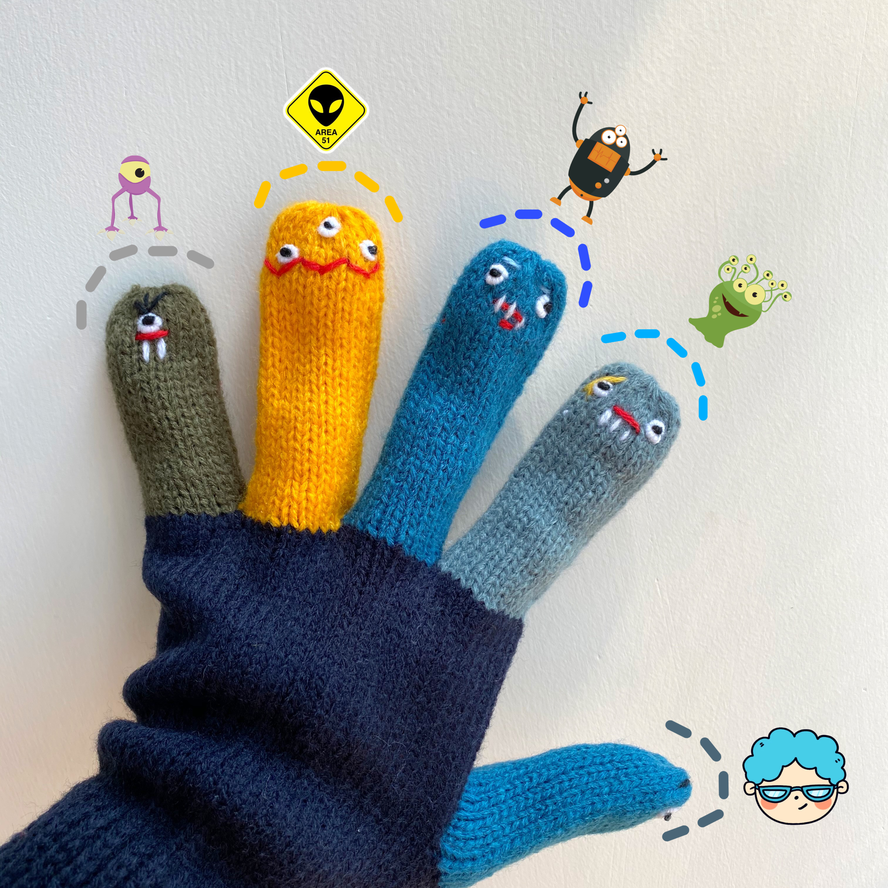 Pure Artisanal Korea Creative Hair Line Gloves Oversize to blame alien ins and autumn winter couples male and female students