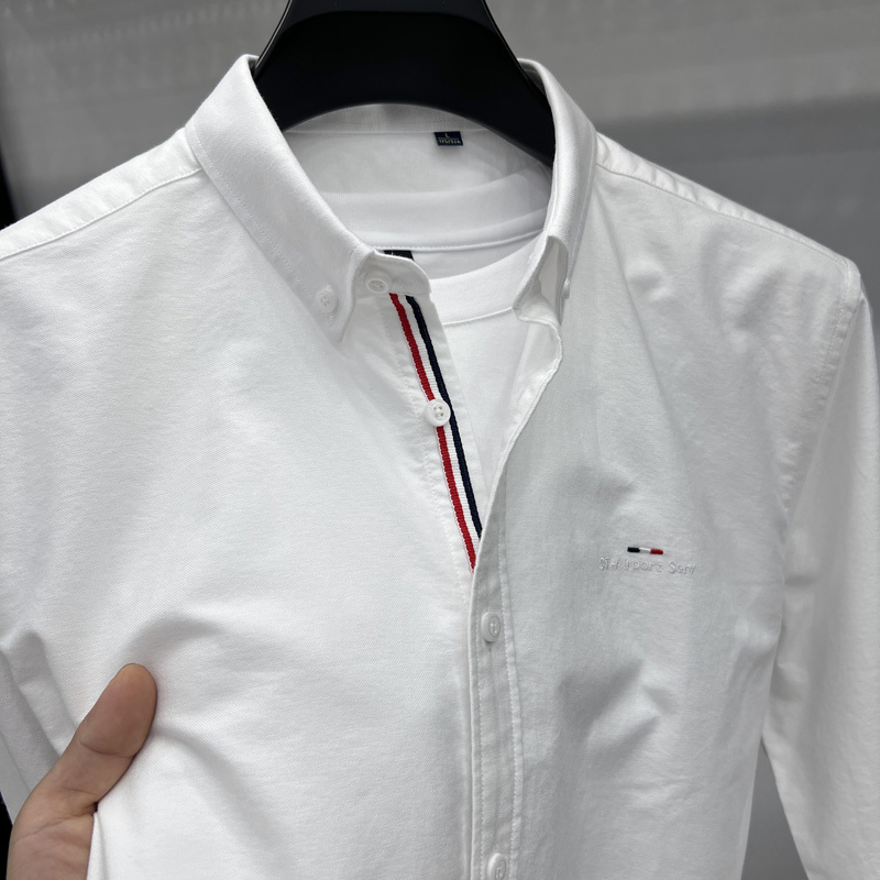 Ole Genuine Tommy Shirt for Men, Long-Sleeved, Pure Cotton, Solid Color, Collared Top, Classic Versatile Oxford Fabric Shirt for Men