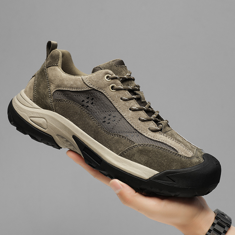 2026 Spring and Summer New Men's Shoes, Lightweight, Breathable Casual Shoes, Cushioning, Wear-Resistant, Non-Slip, Outdoor Suede Leather Hiking Shoes